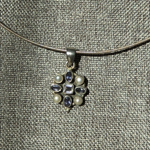 Vintage Pearl & Amethyst Sterling Silver Pendant - Picture 1 of 8